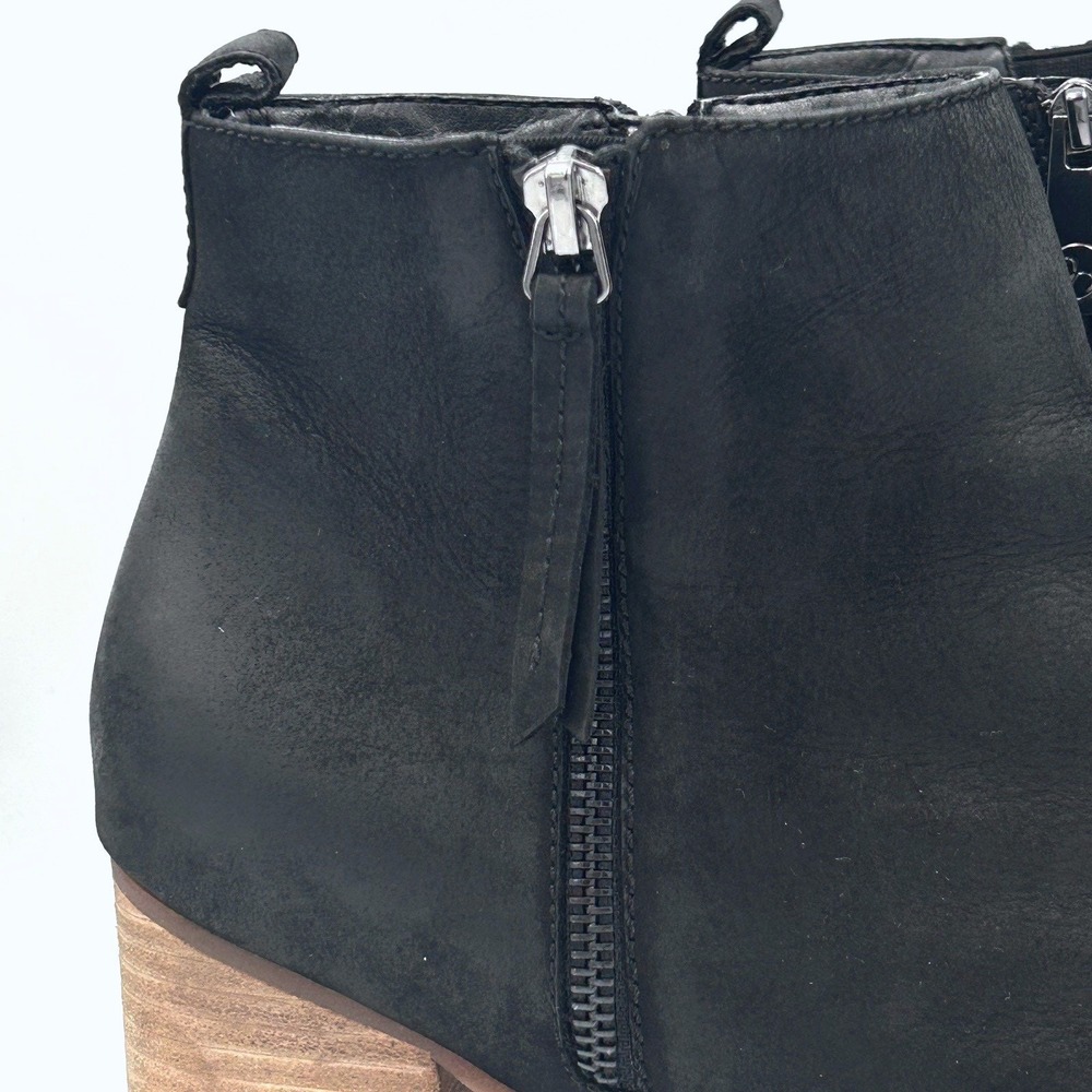 Blondo Black Leather Ankle Boots Women's 12M Nubuck Waterproof Zip Block Heel - Picture 11 of 12